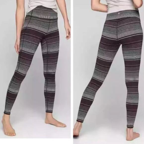 Athleta Pants - NEW Athleta High Rise Expanse Stripe Chaturanga Tights Leggings Purple Travel XS